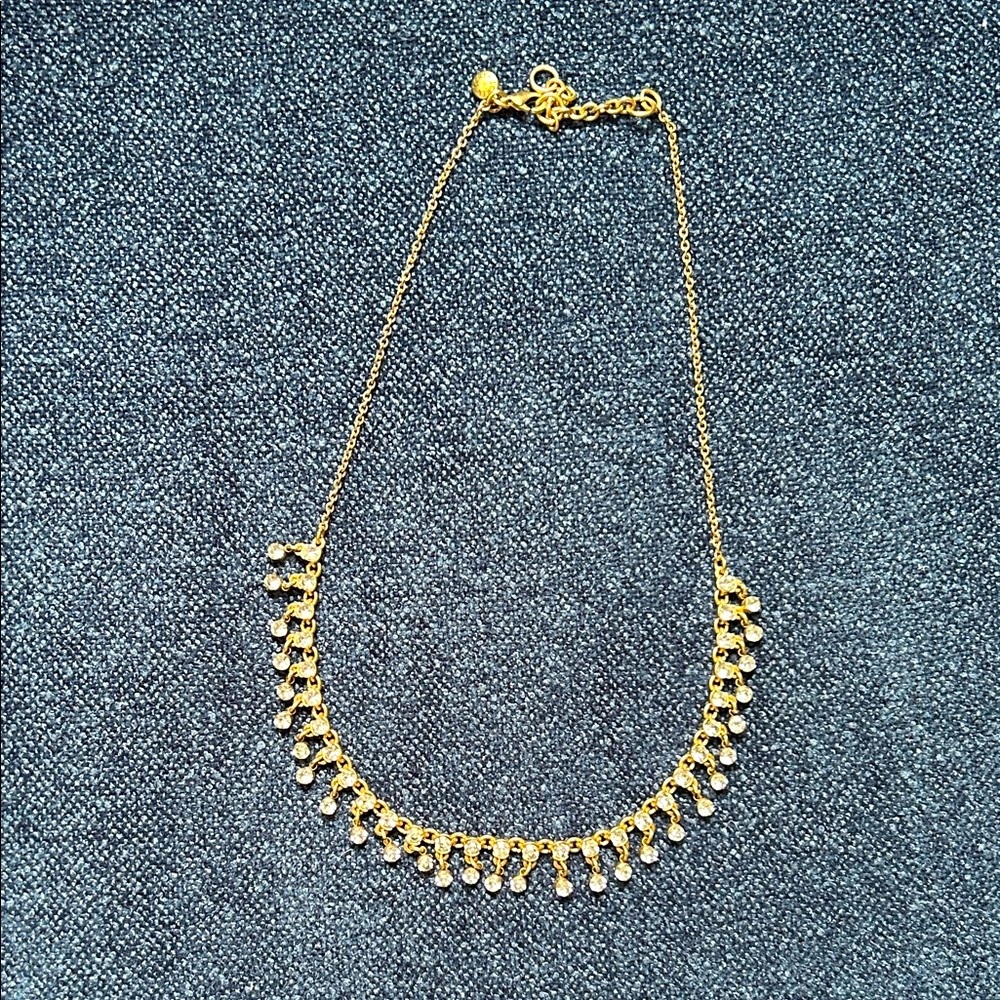 Never warn!! J. Crew Gold Necklace with Clear Accents